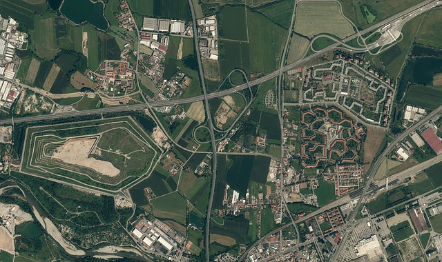 satelitní fotografie obce