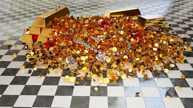 zlatý poklad na podlaze – šachovnici